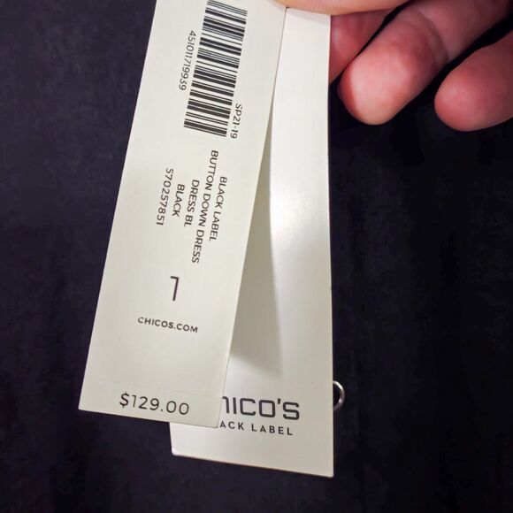 Chico’s Black Label Shirt Dress Medium Dark Romantic Minimalism Black - Picture 8 of 9